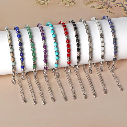 4mm Moonstone Tiny Beaded Bracelets For Women, Energy Gem Charm Jewelry Adjustable Bracelet Gifts for Mom, Daughter, Wife, Coworkers, Friends, Bestie