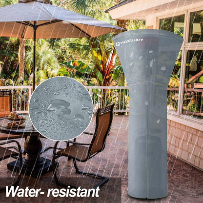 HOXSURY Patio Heater Cover Outdoor Waterproof 87 IN 420D Heavy Duty Standup Round Oxford Covers for Outdoor Heaters Weatherproof Propane Heater Covers for Outdoor Garden Treasure Grey
