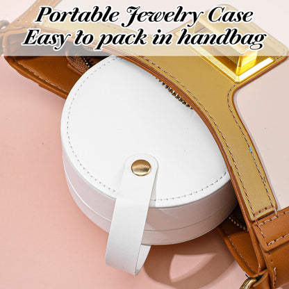 Nodaaiie 8 Pcs Travel Jewelry Case, Mini Leather Jewelry Organizer Box with Detachable Handle for Women and Teens, White