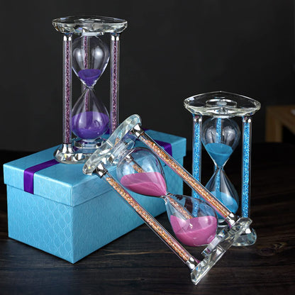 60 Minutes Sand Timers,Heart Shaped Crystal Hourglass, Sand Clock with Gift Box (Blue)