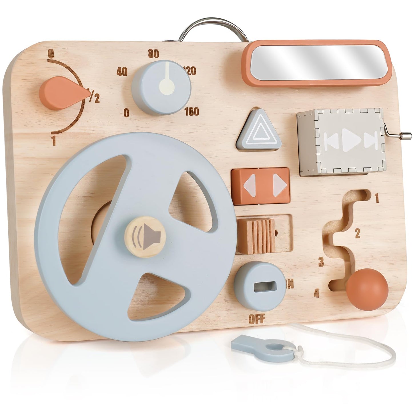 Vanplay Montessori Busy Board for Toddlers - Wooden Montessori Toys, Aesthetic Sensory Activity for Fine Motor Skills, Travel Busy Board Educational Sensory Toys for Boys and Girls