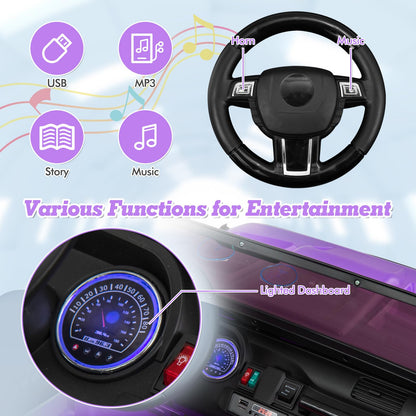 INFANS 24V 2 Seater Ride on Car for Kids, 2WD/4WD Battery Powered with Remote Control, Music, USB, MP3, Spring Suspension, 20" Wide Seat Electric Jeep Toys for Boys Girls Aged 3+ (Purple)