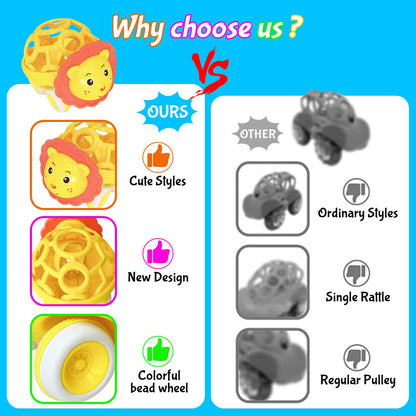 Baby Rattles Toy Car for Toddler Aged 1-3, 5.7in x4.33in Soft Rubber Montessori Sensory Toy for 0-6-12 Months Baby Gifts, Easter Basket Stuffers for Toddler, 1st Birthday Gifts for 1-2 Years Old Boys