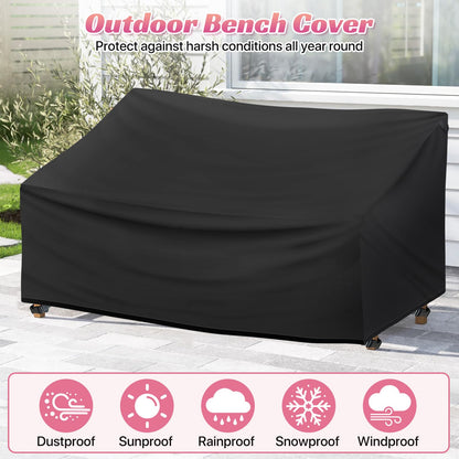 Outdoor Bench Cover 2 Seater Waterproof, 52" W X 28" D X 35" H All Weather Patio Bench Cover for Outside Furniture, Loveseat, Sofa Couch, Bench and Glider, Black