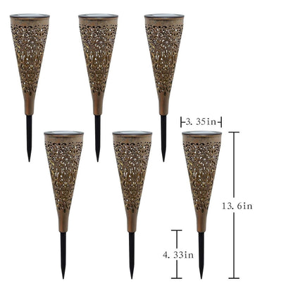 6 Pack Solar Lights Outdoor Garden Decorative Mandala Solar Garden Lights with Warm Light Waterproof Solar Pathway Landscape Lights for Path Backyard Walkway Yard Decor, Gardening Gifts for Women