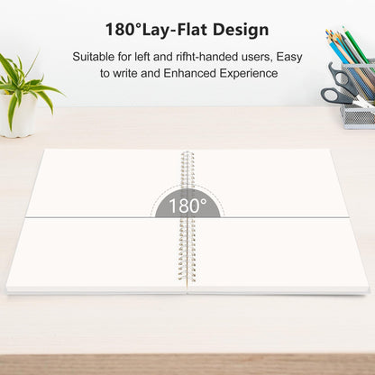 RETTACY Blank Journal Notebook, 3-Pack, 160 Pages per Pack, A5 Medium Size (5.7'' × 8.3''), 100 GSM Thick Paper, Spiral-bound, Flexible Plastic Cover, for Sketching, Drawing, Painting