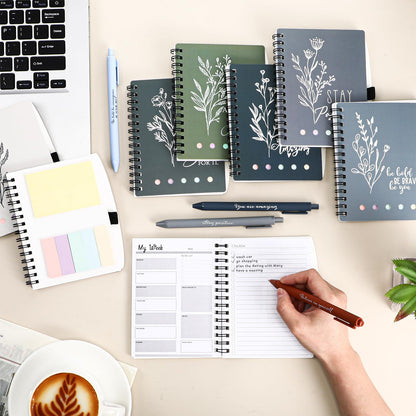 Dispowreath 20 Sets/40 Pcs Employee Appreciation Gifts Bulk A6 Inspirational Journal with Ballpoint Pen and Sticky Note Thank You Notebook for Staff Student Teacher Coworker(Boho Color)