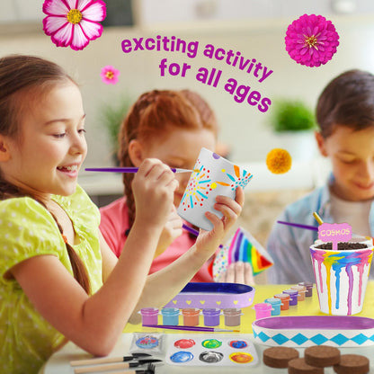 4 Set Paint & Plant Flower Gardening Kit - Gifts for Girls Ages 8-12, Arts and Crafts for Kids Ages 8-12, Kids Gardening Set, Toys Birthday Easter Gifts for Kids Girls Boys Ages 6 7 8 9 10 11 12