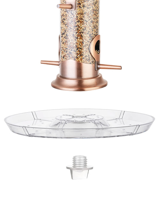 iBorn Bird Feeders Seed Catcher for Outside Hanging 6 Port Bird Feeder for Cardinal Birds Aluminium Metal,Brushed Copper Finishing 14 Inch 6 Port (Seed is not Included)