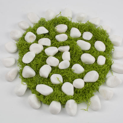 LOOIOOJ 10 lbs White Polished Decorative Stones, 0.5-1 Inch Landscape Rocks for Indoor Plants, Garden, Outdoor Pathways, Vase Fillers, Pots, Glass Containers, and Craft Pro (Pure White, Weight: 10 LB)