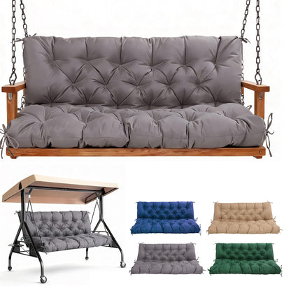 Porch Swing Cushions 60 Inch,Waterproof Patio 2 3 Seater Replacement for Outdoor Furniture with Backrest&Strap,Thick 4" Swing Seat Cushion for Loveseat Garden Glider Bench Lawn Backyard,Dark Gray