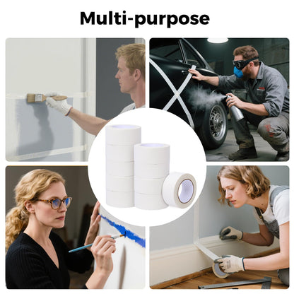 HALFOPM Masking Tape 2 Inch Wide, 10 Rolls Bulk Pack (550 Yards Total) - White Painter Tape for Sharp Paint Lines, Art & General Use