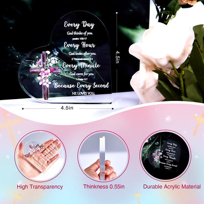 Christian Gifts for Women, 9 PCS Religious Gift Bulk Set Includes 20 oz Tumblern Straw Brush Sock Acrylic Quota Panel Keychain Bracelet Thanks Card Gift Box, Perfect Christmas Faith Gifts for Girls