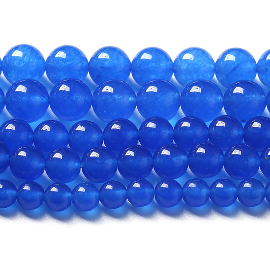90pcs 4mm Natural Blue Jades Chalcedony Stone Beads Round Loose Spacer Beads for Jewelry Making DIY Bracelets Crystal Energy Healing Power Stone (4mm, Blue Chalcedony)