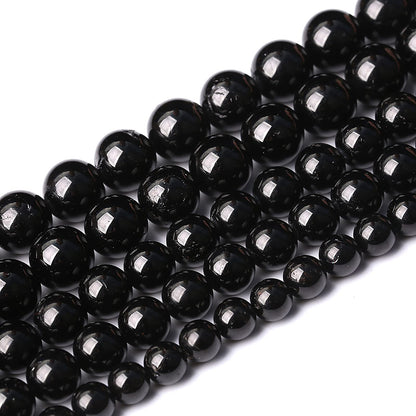 60pcs 6mm AAAA Natural Black Tourmaline Gemstone Beads Round Loose Beads for Jewelry Making DIY Bracelet Necklace