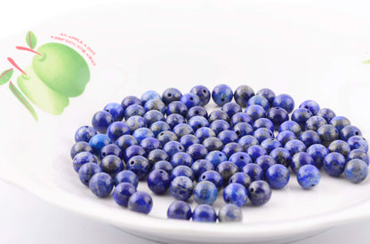 Natural Stone Beads 100pcs 8mm Lapis Lazuli Round Genuine Real Stone Beading Loose Gemstone Hole Size 1mm DIY Charm Smooth Beads for Bracelet Necklace Earrings Jewelry Making (Lapis Lazuli Blue, 8mm)