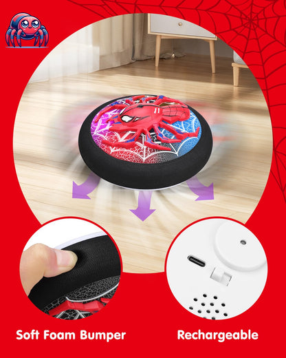 Sipder Hero Hover Soccer Ball for Kids Indoor Toys for Boys Age 6, 7, 8, 9, 10, 11, 12 Year Old, Boy Birthday Gifts Spider toys, Rechargeable Air Floating Soccer Toy with LED Lights Foam Bumper