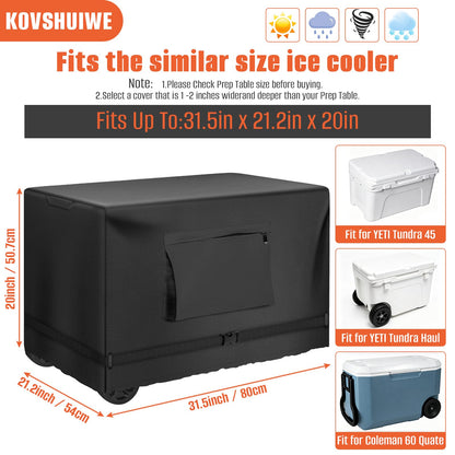 Cooler Cover for 45/65 Cooler, Kovshuiwe Heavy Duty Waterproof Ice Chest Cover, Ice Box Covers, Heavy Duty 420D Oxford Fabric, 31.5”(L) x 21.2”(D) x 20”(H)