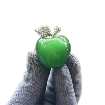 Sunshcat Green Cat's Eye Stone 1.18 Inchs Apple Crystal and Healing Stone Statues,Room Decoration Christmas Decorations Thanksgiving Gifts Office Gifts Collectibles