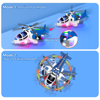 Helicopter Toy for Toddlers With Lights And Sounds, 360°Freedom And Operated Automatic Bump Autism Sensory Light Up Toys Airplane for Toddler Boy Toys 3 4 5 Year Old Up Boy Girl Birthday (Blue)