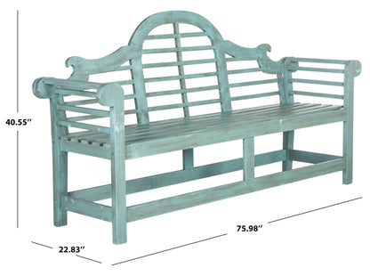 Safavieh Outdoor Collection Khara Bench, Beach House Blue