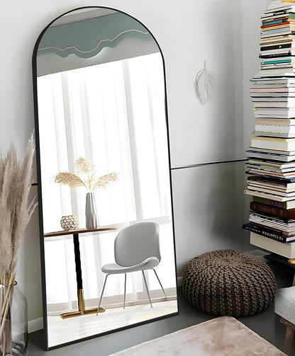 OGCAU Full Length Mirror, 71"x30" Arched-Top Floor Mirror, Wall Mounted Hanging or Leaning, Standing, Full Body with Aluminum Frame for Bedroom Living Room, Black