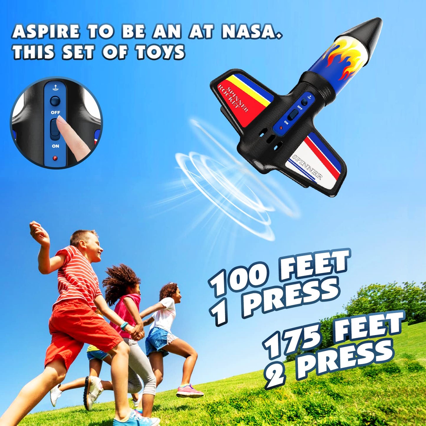 lakebyin Flying Launcher for Kids - Electric Flying Toys with Parachute Recovery - Eco-Friendly Toy with Unlimited Re-Launch - Great Birthday Gift