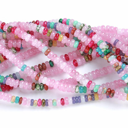 150PCS 2x4mm Natural Colorful Jades Stone Rondelle Beads Abacus Disk Stone Beads Round Loose Spacer Gemstone for DIY Bracelet Necklace Jewelry Making