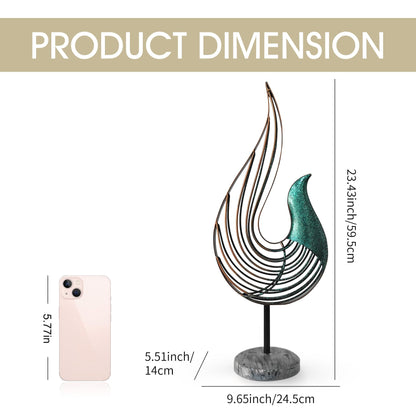LNXMES Teal Abstract Bird Sculpture, Modern Metal Wireframe Art Decor with Base, Minimalist Home Decor Accent for Living Room Table, Office Desk, Shelf Display