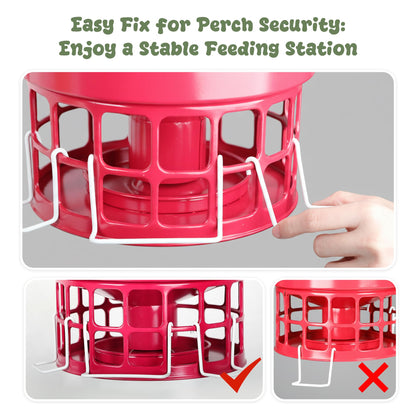 KOL Large Bird Feeder for Outdoors, 10LB Capacity Squirrel Proof Metal Feeder with 32 Feeding Ports & 3 Perches, Easy-Clean Hanging Birdfeeder for Cardinals, Bluebirds, Finches (Red)