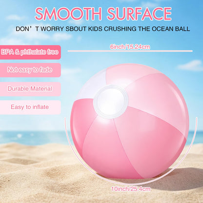 Realspring 12 Pcs Pastel Inflatable Beach Balls Kids Bulk Stripe Jumbo Big Beach Balls Pool Floating Toy for Adult Water Game Baby Shower Birthday Summer Swimming Party (Pink and White,10 Inch)