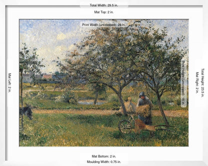 ART.COM Wall Art Print Orchard, the Wheelbarrow on White Frame by Camille Pissarro, 29" x 23"