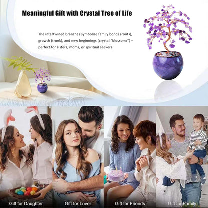 Runyangshi Amethyst Crystal Tree of Life - 8" Large Natural Chakra Healing Crystal Tree, Bringing Money, Good Luck, Positive Energy for Home Decor, Feng Shui Gifts, Office Desk Ornament