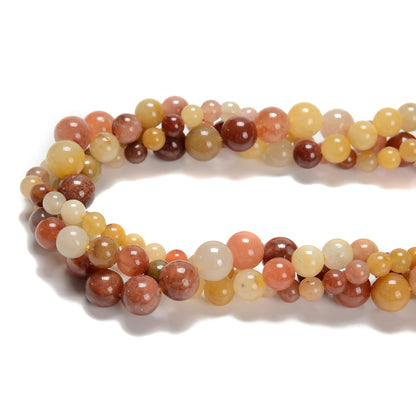 Land Long 120pcs(2 Strand/Set) 6mm Real Golden Jade Stone Beads with Energy Power, Smooth Round Gemstone Beads for Jewlery Bracelets Earrings Making DIY