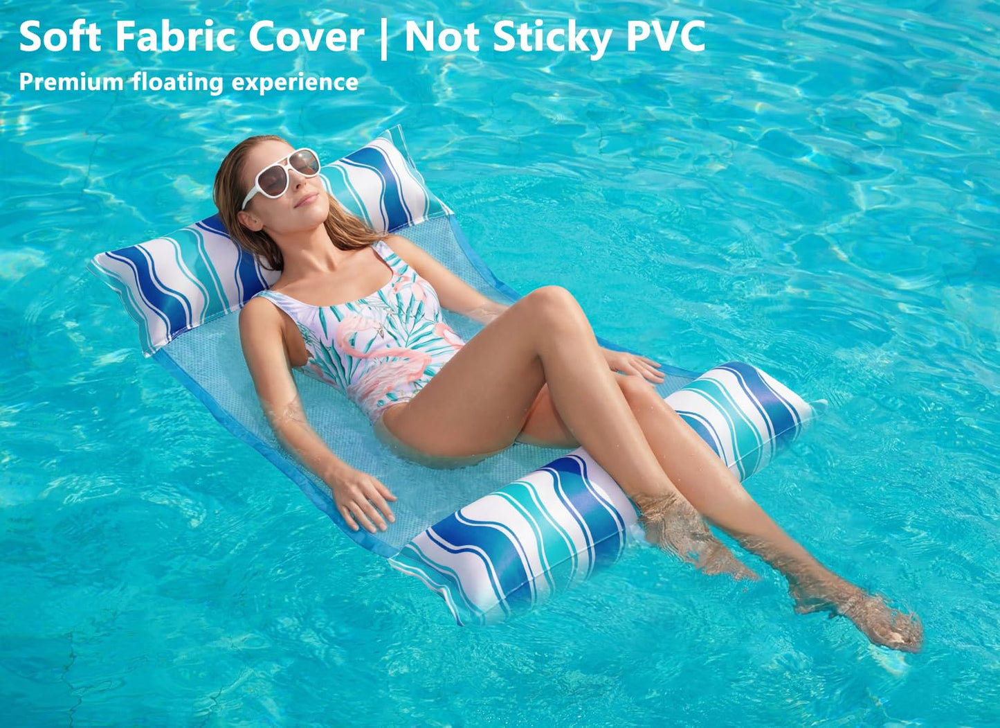 Jasonwell Pool Floats Adult Games - 2 Pack Fabric Inflatable Pool Floaties Water Hammock Chair w Floating Table Waterproof Playing Cards Party Game Toys Lake Lounger Raft Pool Hammock Float Floaty B&G