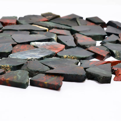 Natural Bloodstone Raw Slice Gemstone- Healing Crystals for DIY Jewelry Making -Loose Natural Cabochon -Perfect for Crafting Unique Jewelry Designs (5 pcs, 25-35 mm)