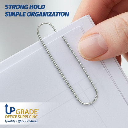 Upgrade Office Supply Jumbo Paper Clips, Non Skid, 1.9 Inch, 600 Count (6 Boxes of 100), Silver, Made in USA