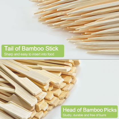 1200 Pieces Bamboo Appetizer Skewers 4.7 Inch, Cocktail Picks Fancy Toothpicks for Appetizers, Flat Wooden Cocktail Skewers Sticks for Party Food Drinks Fruit BBQ, Charcuterie Boards Accessories