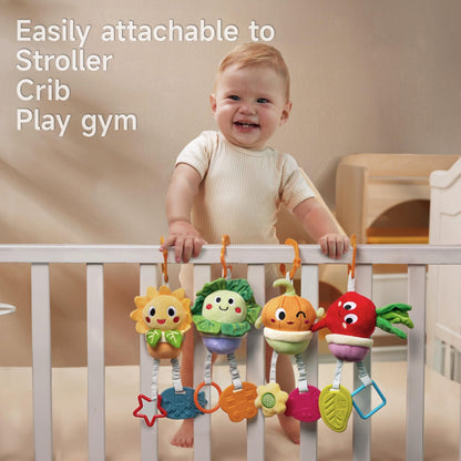 TUMAMA Baby Toys 0 3 6 12 Months, Soft Hanging Stroller Toys Potted Plant Crib Car Seat Toys, Infant Newborn Crinkle Infant Rattles with Teether Squeaky Sensory Developmental Toy