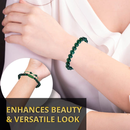 ANAYA AGATE Healing Crystal Bracelet – Chic Gemstone Bracelet for Men and Women – 8mm Round Bead Bracelets for Spiritual Healing, Protection, Positive Energy - Green Jade