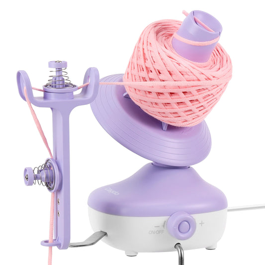 Caydo Electric Yarn Winder, Automatic Yarn Cake Winder with Dual Tension Spring Stepless Speed, Compact 7oz Portable Yarn Winder for Crocheting, Ideal Gift for Crochet & Knitting Lovers(Light Purple)