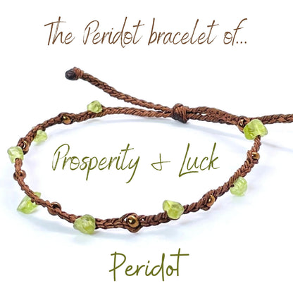 PusSoul Handmade Peridot Small Crystal Bracelet (6.5-7.5'') - Adjustable & Plus Size, Natural Healing Crystal Chips, Waterproof, Chakra Beaded - Unusual Jewelry for Women, Girl & Friendship from