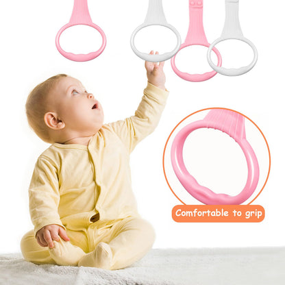 Baby Pull Up Rings for Playpen, Playpen Grippers and Assist Handles for Toddler Walking Training, Crib Standing Rings for Infant Playard, Nursery Accessories for Boy Girl, 4 Pcs