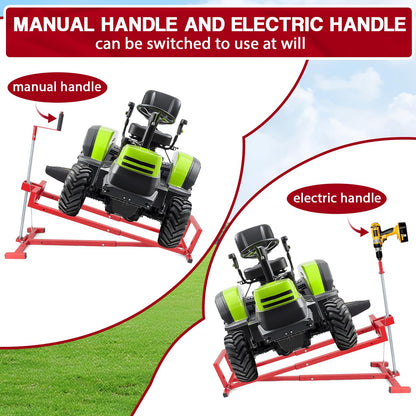 Upgraded Lawn Mower Lift Jack for Riding Lawn Mowers & Garden Tractors, Telescopic Maintenance Lawn Mower Jack Mower Lift with Manual Handle & Power Tool Extension Handle, Weight Capacity 880 Lbs