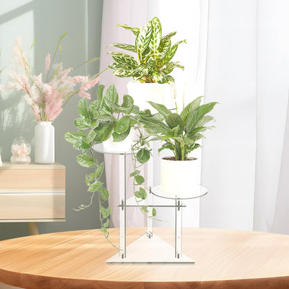Jusalpha Clear Acrylic Corner Plant Stand, 3-Tier, Indoor Display Shelf for Plants and Flowers, 11 Pounds Load Capacity