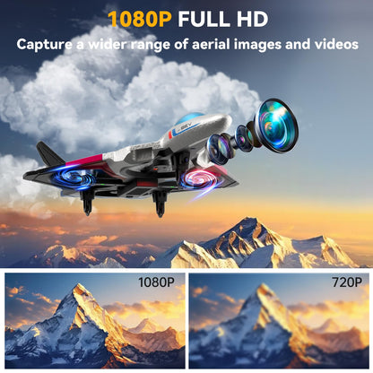 4DRC V39 RC Plane with Camera for Adults Kids, RC Airplane Fighter Jet 2.4GHz RTF Glider Aircraft Plane Toys,Waypoint Functions,Altitude Hold, Gesture Selfie,3D Flips,2 Batteries,Red