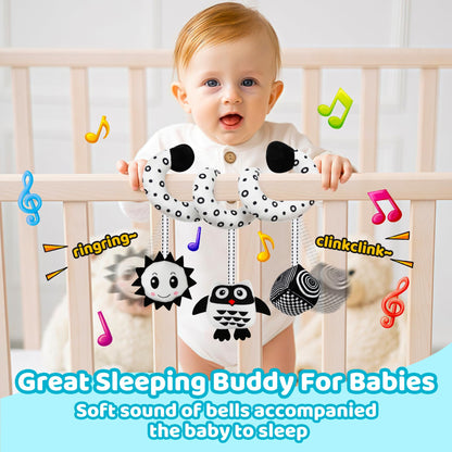 FQKIOMY Black and White High Contrast Baby Toys - Sensory Infant Hanging Carseat & Stroller Toy for Newborns 0-6,6-12Months Perfect Easter Birthday & Baby Shower for Babies Boys Girls