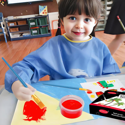 ZYFHOUST Spill Proof Washable Paint for Kids 12 Colors, Wash Color Paint Set for Kids with Palette and 10 Brushes, Finger Painting for Toddlers,Non-Toxic, Safe