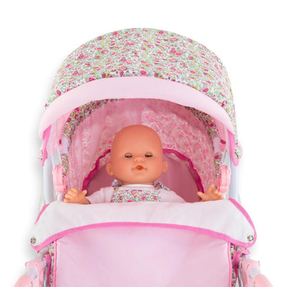 Corolle Baby Doll Stroller for Girls, Foldable Kids Toy Baby Stroller for Dolls with Carriage Design, Pink Pram