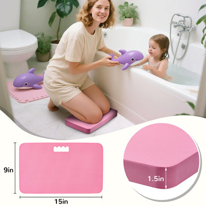 Baby Bath Kneeler, Extra Thick Kneeling Pad for Bathing Babies, Soft Foam Cushioning for Knee, 1.5" Thick Non-Slip, Fast-Drying,Gardening, Bathing Baby, Workout Supplies-Pink